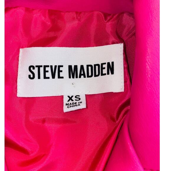 Steve Madden Cropped Faux Leather Motorcycle Moto Jacket - Women's Size XS - Picture 4 of 8